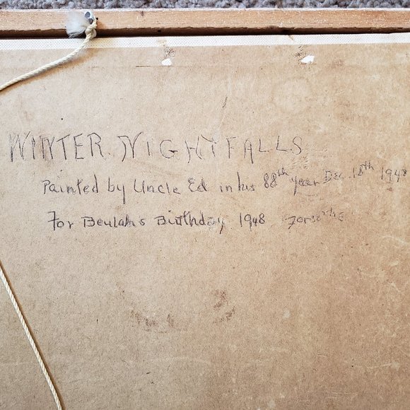 Vintage Midcentury "Winter Night Falls" Original Oil on Canvas Painting - Picture 7 of 10